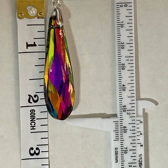 Sterling Silver Multicolor Teardrop Crystal Earrings - Picture 5 of 5